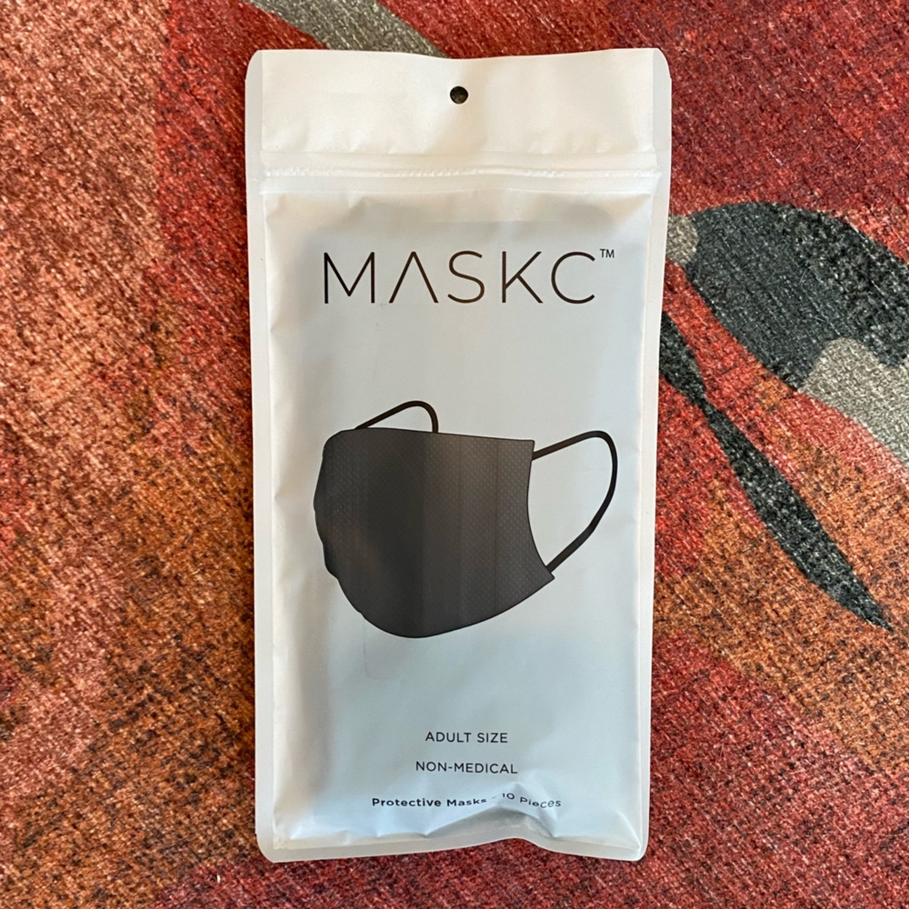 MASKC Adult Black disposable non-medical face masks NEW SEALED PACKAGE of 10